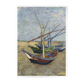 Fishing Boats on The Beach Photographic Print, Van Gogh Art, Seascape Art, Impressionism Painting, Fine Art Print - Tawshia